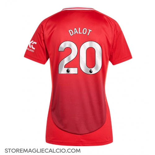 Manchester United Diogo Dalot #20 Maglia Gara Casa Repliche 2024-25 Donna Maniche Corte Manchester United Diogo Dalot #20 Maglia Gara Casa Repliche 2024-25 Donna Maniche Corte